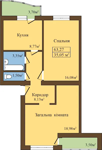 ЖК Садовий — 63.3 м²