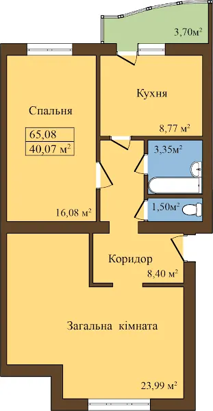 ЖК Садовий — 65.1 м²