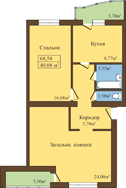 ЖК Садовий — 68.6 м²