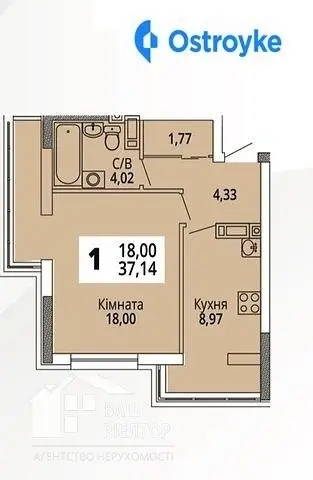 Продаж 1-кімнатної квартири, 37 м², Хмельницький — фото 2