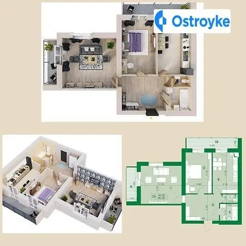 Продажа 2-комнатной квартиры, 80 м², Обухов