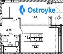 Продаж 1-кімнатної квартири, 39 м², Ірпінь — фото 1