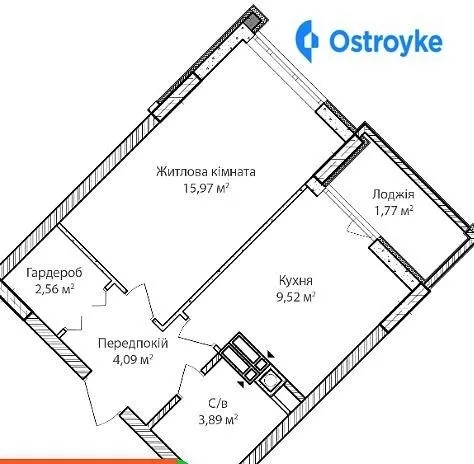 Продаж 1-кімнатної квартири, 39 м², Ірпінь — фото 1