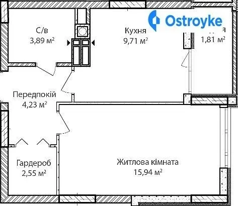 Продаж 1-кімнатної квартири, 38 м², Ірпінь — фото 1