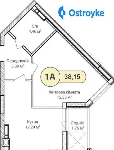 Продажа 1-комнатной квартиры, 38 м², Ирпень
