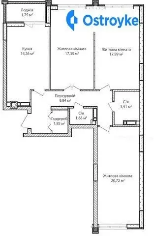 3-комнатная квартира, 89 м², вул. Зоряна, Ирпень
