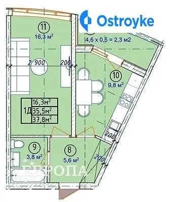 Продаж 1-кімнатної квартири, 38 м², Одеса — фото 2