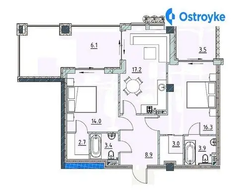 Продажа 2-комнатной квартиры, 79 м², Одесса