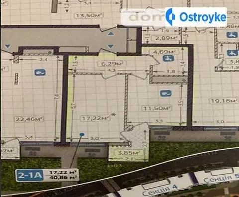 1-кімнатна квартира, 40 м², вул. Зарічна, 1а, Київ