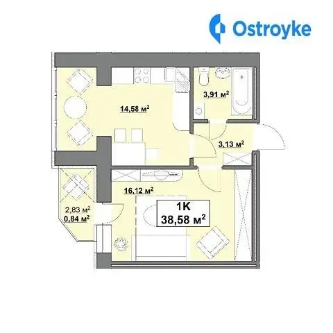 Продаж 1-кімнатної квартири, 39 м², Івано-Франківськ — фото 2
