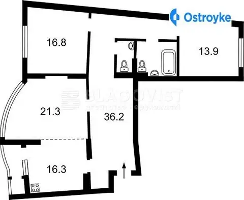 3-кімнатна квартира, 112 м², наб. Дніпровська, 19, Київ