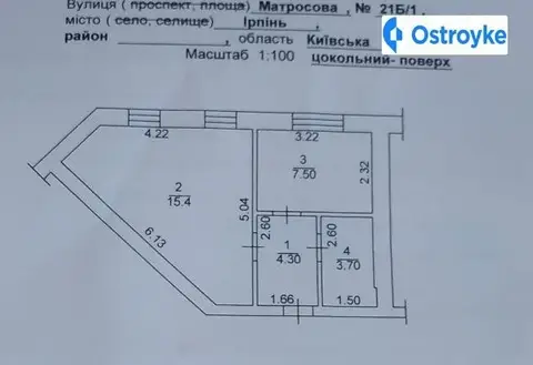 1-комнатная квартира, 31 м², вул. Матросова, Ирпень