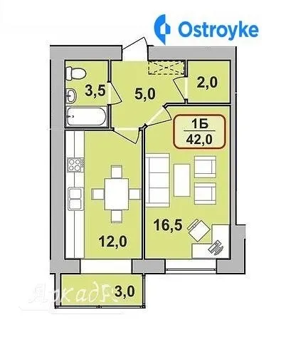 Продаж 1-кімнатної квартири, 42 м², Івано-Франківськ — фото 1