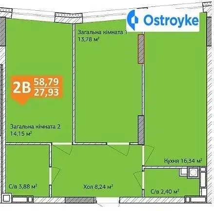 2-комнатная квартира, 58 м², вул. Григорія Сковороди, Ирпень