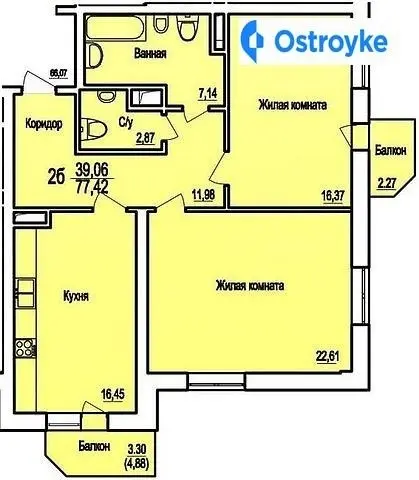 Продаж 2-кімнатної квартири, 77 м², Одеса — фото 2