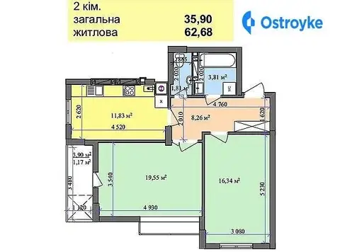 2-кімнатна квартира, 62 м², вул. Хлібна, 4, Львів