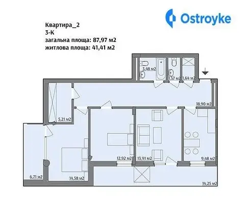 3-кімнатна квартира, 87 м², вул. Варшавська, 201-А, Львів