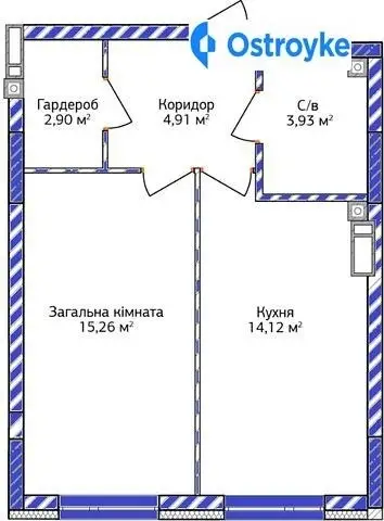 1-комнатная квартира, 41 м², вул. Чехова, Ирпень