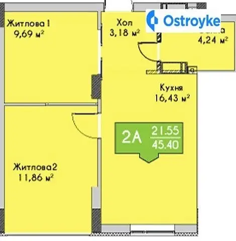 2-комнатная квартира, 45 м², вул. Чехова, Ирпень