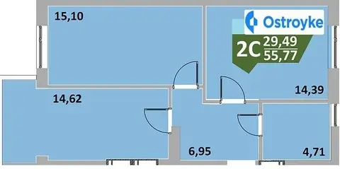 2-комнатная квартира, 55 м², вул. Університетська, Ирпень