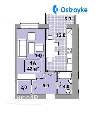 Продаж 1-кімнатної квартири, 42 м², Івано-Франківськ — фото 1