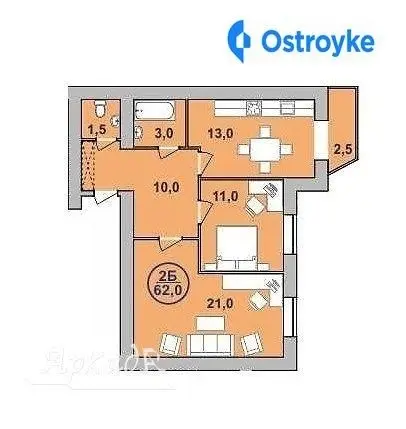 Продаж 2-кімнатної квартири, 62 м², Івано-Франківськ — фото 2