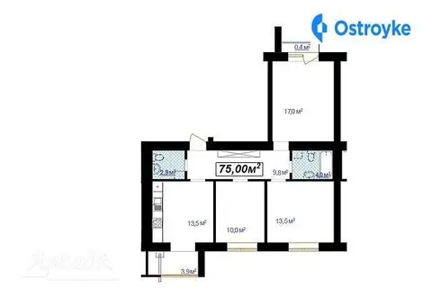 3-комнатная квартира, 75 м², вул. Блавацкого Отца, 8, Ивано-Франковск