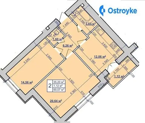 Продажа 2-комнатной квартиры, 59 м², Ивано-Франковск