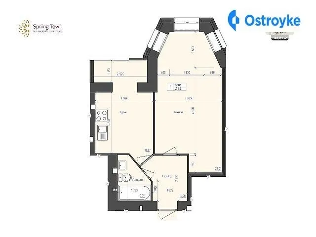 Продаж 1-кімнатної квартири, 43 м², Хмельницький — фото 1