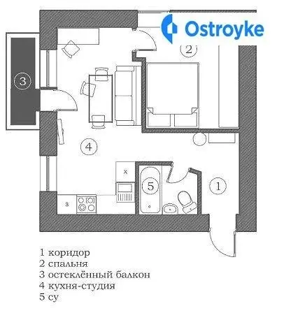 1-кімнатна квартира, 31 м², вул. Сегедська, Одеса — фото 3