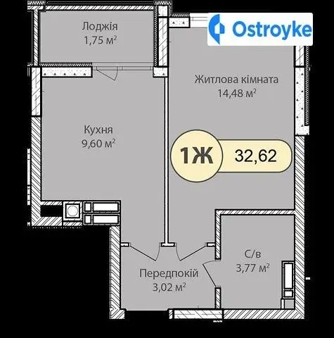 1-комнатная квартира, 32 м², пров. Достоєвського, Ирпень