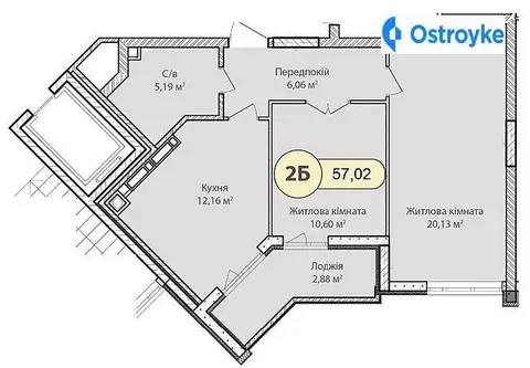2-комнатная квартира, 57 м², пров. Достоєвського, Ирпень