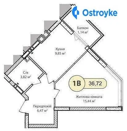 1-комнатная квартира, 36 м², пров. Достоєвського, Ирпень