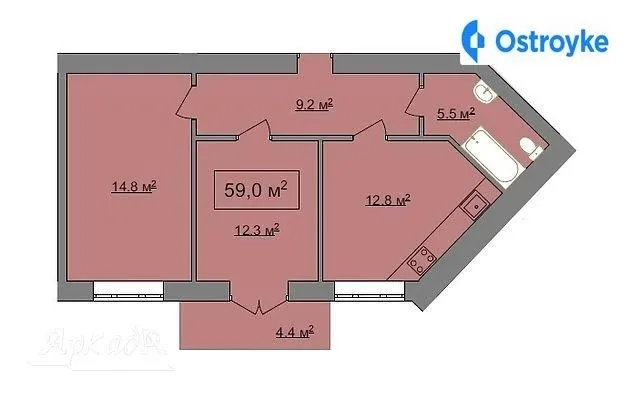 Продаж 2-кімнатної квартири, 59 м², Івано-Франківськ — фото 1