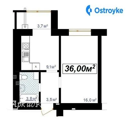 Продаж 1-кімнатної квартири, 36 м², Івано-Франківськ — фото 1