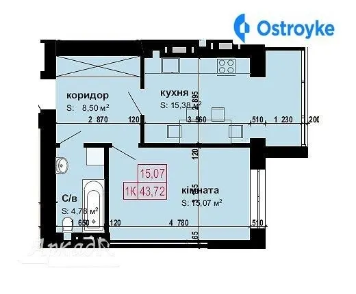 Продаж 1-кімнатної квартири, 43 м², Івано-Франківськ — фото 1