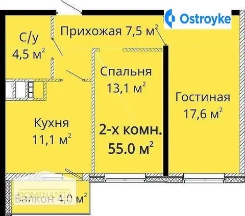 2-комнатная квартира, 55 м², вул. Михайлівська, Одесса