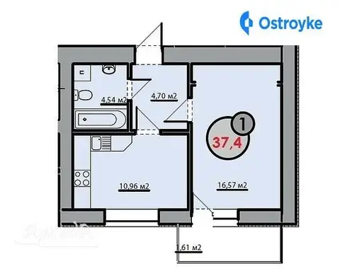 Продажа 1-комнатной квартиры, 37 м², Ивано-Франковск