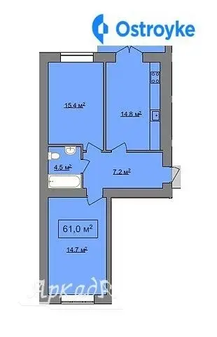 Продаж 2-кімнатної квартири, 61 м², Івано-Франківськ — фото 2