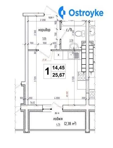 1-кімнатна квартира, 25 м², Київ