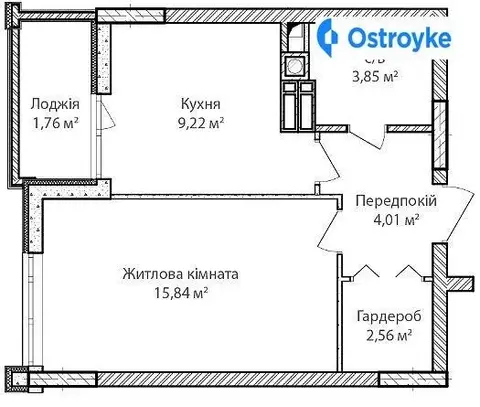 1-комнатная квартира, 35 м², пров. Достоєвського, Ирпень