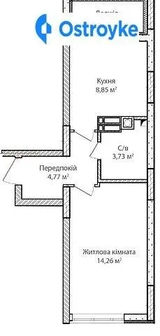 1-комнатная квартира, 31 м², пров. Достоєвського, Ирпень