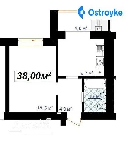 Продаж 1-кімнатної квартири, 38 м², Івано-Франківськ — фото 1