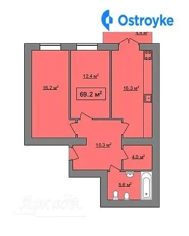 1-кімнатна квартира, 69 м², вул. Івана Франка, Івано-Франківськ