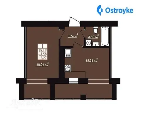 1-комнатная квартира, 44 м², вул. Миру, Ивано-Франковск