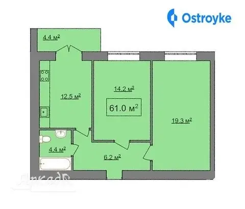 Продажа 2-комнатной квартиры, 61 м², Ивано-Франковск