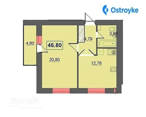 Продаж 1-кімнатної квартири, 47 м², Івано-Франківськ — фото 1