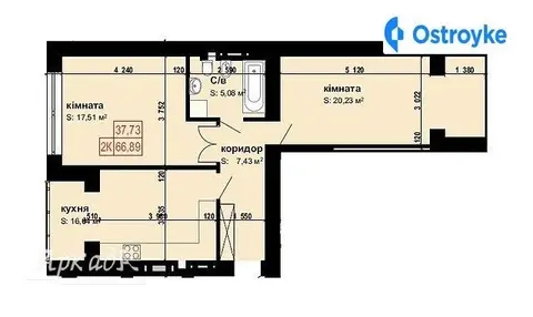 Продажа 2-комнатной квартиры, 66 м², Ивано-Франковск