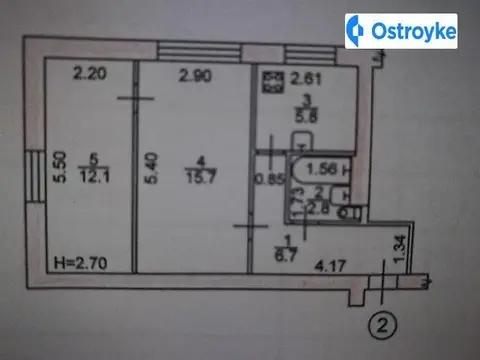 2-кімнатна квартира, 43 м², вул. Чапаева, 1, Запоріжжя