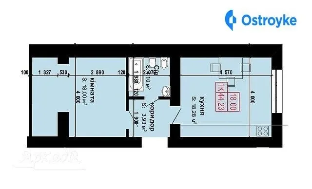 Продаж 1-кімнатної квартири, 44 м², Івано-Франківськ — фото 1